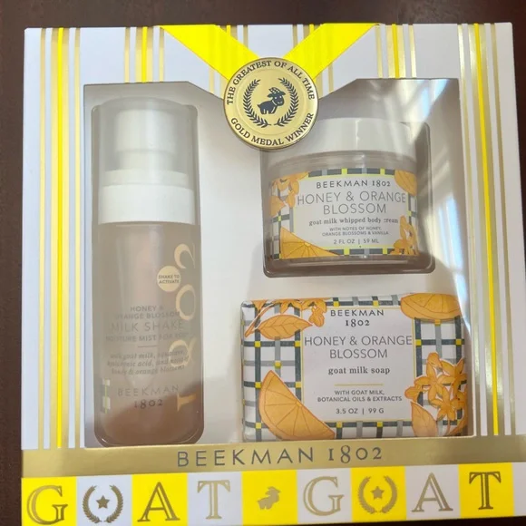 NWT Beekman 1802 Honey & Orange Blossom Goat Milk Skincare Trio in Gift Box - Picture 4 of 4